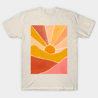 Golden Sunset Landscape Boho Chic T-Shirt